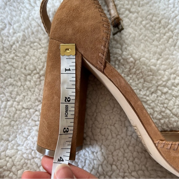 Aldo Elvyne Cognac Brown Leather Suede Open Toe Heels - Picture 6 of 6